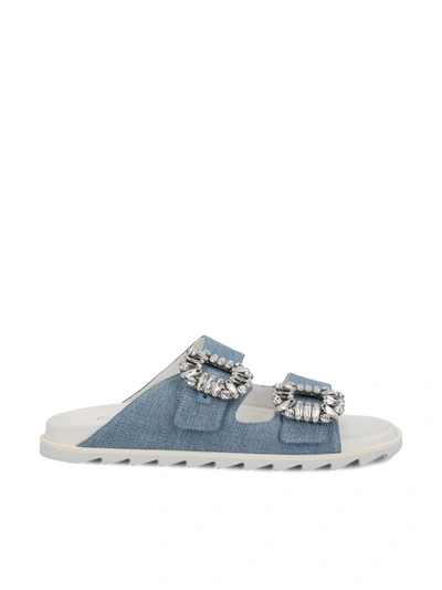 Roger Vivier Sandals In Clear Jeans