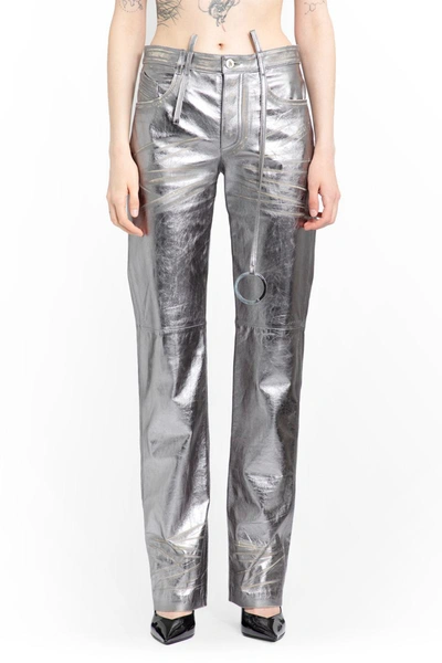 Attico Pants In Silver Leather