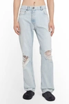 The Row Burted Distressed Straight Jeans In Blue