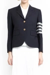 Thom Browne 4-bar Stripes Single-breasted Wool Blazer In Blue