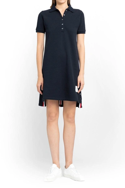Thom Browne Navy A-line Polo Dress In 415 Navy