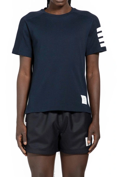 Thom Browne "4 Bar" T Shirt In Navy