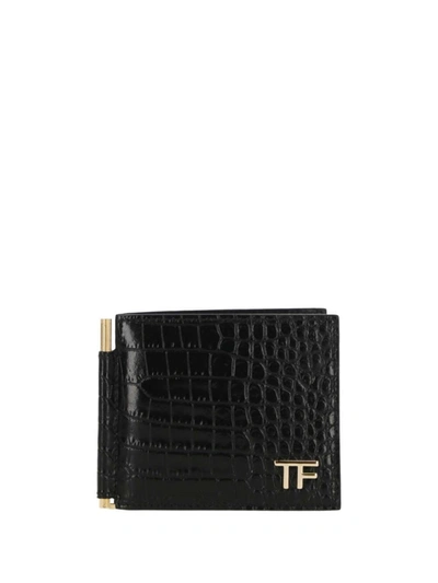 Tom Ford Logo Leather Cardholder In Black