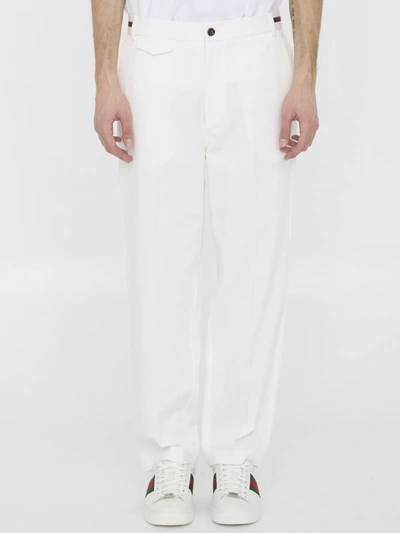 Gucci Web Detailing Trousers In White