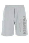 Alexander Mcqueen Mcqueen Men Bermuda Stampa Logo In Grey