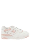 New Balance 550' White And Light Pink Low Top Sneakers With Logo In Leather In Pink