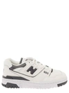 NEW BALANCE '550' WHITE AND BLACK LOW TOP SNEAKERS WITH LOGO IN LEATHER WOMAN
