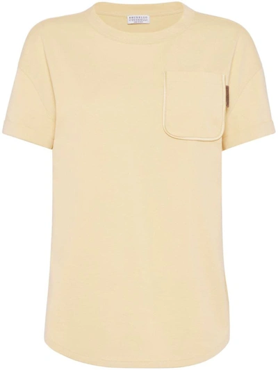 Brunello Cucinelli Women's Cotton Jersey T-shirt With Shiny Tab In Cedar