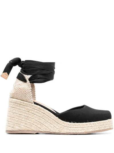 Castaã±er Castañer Tina Raffia Wedge Espadrilles In Black