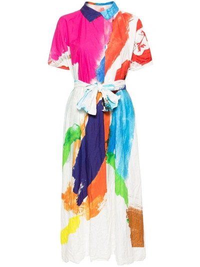 Daniela Gregis Abstract-print Belted Maxi Dress In Multicolor