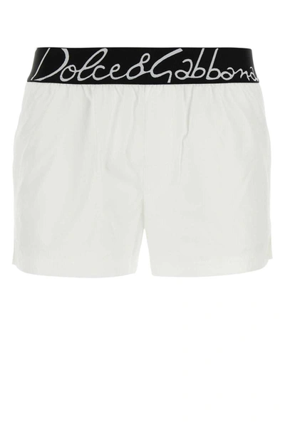 Dolce & Gabbana White Polyester Swimming Shorts