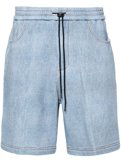 Ea7 Emporio Armani Cotton Shorts In Clear Blue