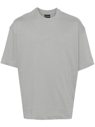 Ea7 Emporio Armani Logo Cotton T-shirt In Grey