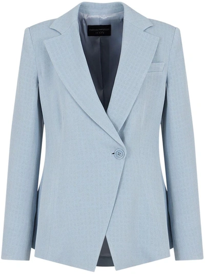 Ea7 Emporio Armani Single-breasted Blazer Jacket In Clear Blue