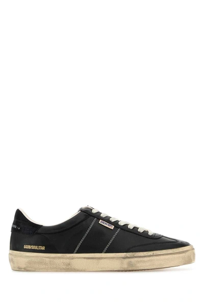 Golden Goose 20mm Soul Star Leather Sneakers In Black