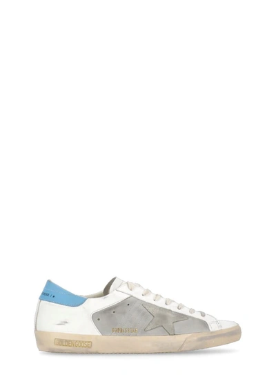 Golden Goose Super-star Trainers In White/grey/light Blue