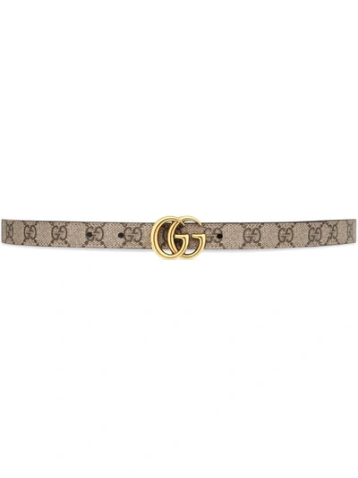 Gucci Gg Marmont Leather Reversible Belt In Black