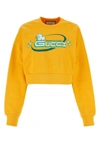 Gucci Crew Neck Cropped Sweatshirt With Graphic Print In Yellow