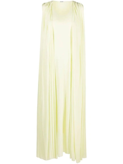 Jil Sander Ruched Bustier Satin Maxi Dress In Yellow