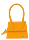 JACQUEMUS 'LE CHIQUITO MOYEN' ORANGE HANDBAG WITH LOGO LETTERING DETAIL IN LEATHER WOMAN