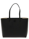 TORY BURCH 'MCGRAW' BLACK TOTE BAG WIT DOUBLE T DETAIL IN GRAINY LEATHER WOMAN