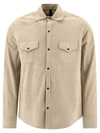 Tagliatore Suede-leather Button-down Shirt Jacket In White