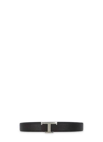 Tod's T Timeless Reversible Belt In Black