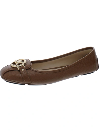 Michael Michael Kors Womens Leather Square Toe Ballet Flats In Brown