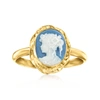 ROSS-SIMONS ITALIAN BLUE PORCELAIN CAMEO RING IN 18KT GOLD OVER STERLING