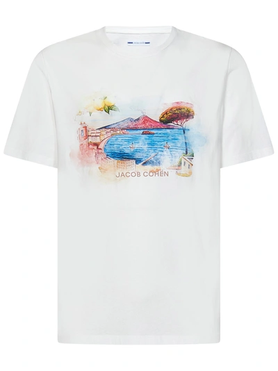 Jacob Cohen Naples Print T-shirt In Bianco