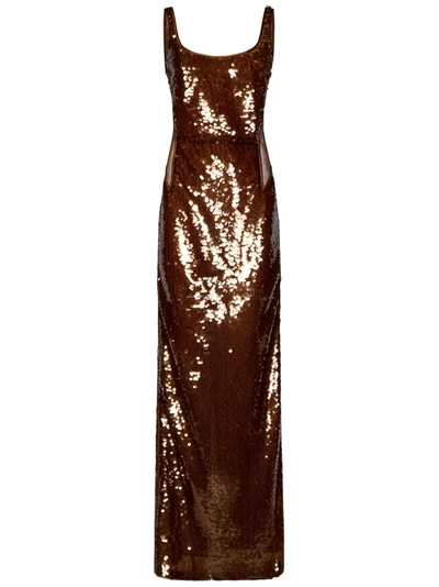 Alberta Ferretti Long Dress In Marrone