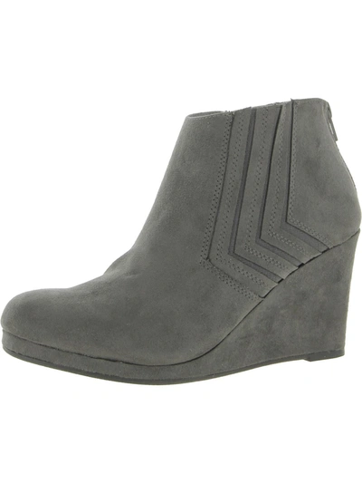 Sugar Womens Covered Wedge Zip Up Wedge Boots In Grey