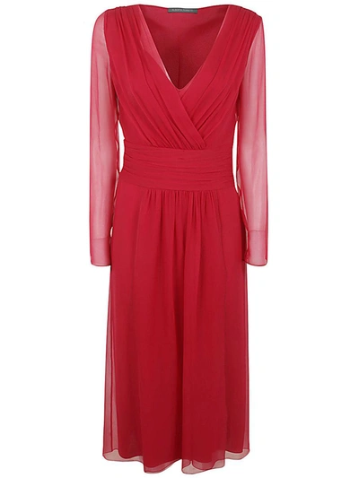 Alberta Ferretti Chic Long Sleeve Dress In Pink