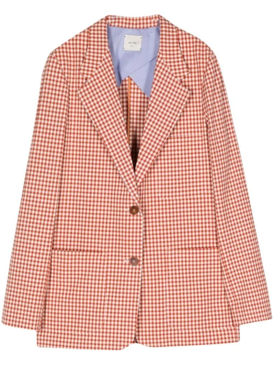 Alysi Gingham Single-breasted Blazer In Red