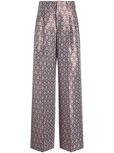 Etro Jcaquard Trouser With Pences In Blue