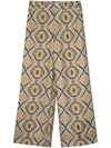 Etro Wide-leg Trousers With Floral-geometry Pattern In Brown