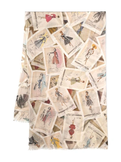 Faliero Sarti Sketches Modal And Silk Blend Stole In Beige