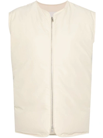 Jil Sander Padded Zip-up Gilet In Beige