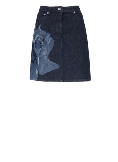 Kenzo Rose Skirt In Rinse Blue Denim