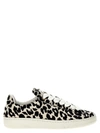 Lanvin Curb Lite Leopard-printed Sneakers In White/black