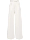 Max Mara Wide-leg White Linen Trousers With High Waist In White