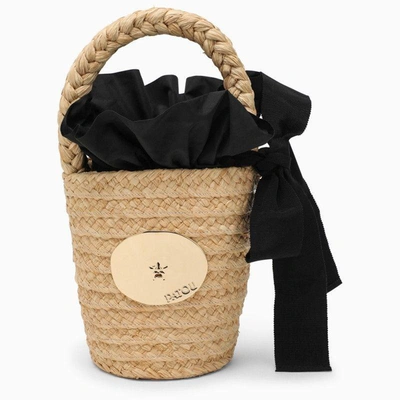 Patou Vanilla Straw Bucket With Logo In Brown