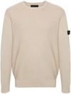 Peuterey Logo-patch Cotton Jumper In Beige