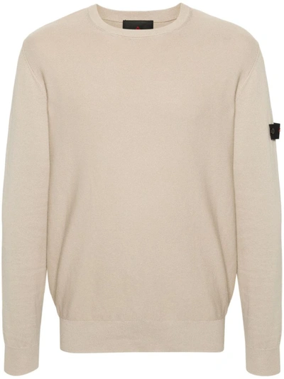 Peuterey Logo-patch Cotton Jumper In Beige