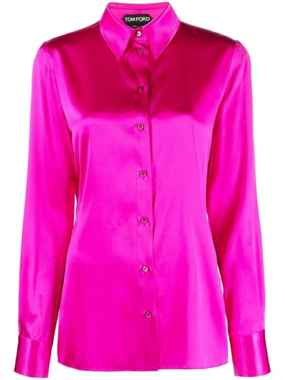 Tom Ford Buttoned Long-sleeved Shirt In Pink