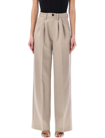 Anine Bing Carrie Pressed-crease Tailored Trousers In Neutrals