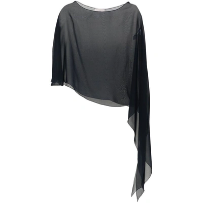 Antonelli Asymmetric Silk Blouse In Black