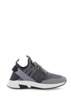Tom Ford Mens Grey Jago Logo-patch Leather And Shell Low-top Trainers In Grey