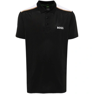 Hugo Boss Techno Jersey Polo Shirt In Black