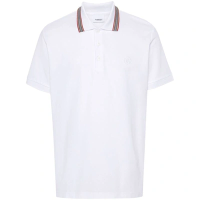 Burberry Striped-collar Polo Shirt In White